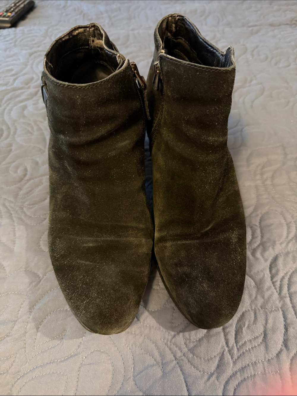 Guess Black Suede Ankle Booties with Side Zip